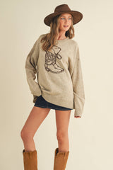 CSW17547 - WESTERN COWBOY BOOT AND HAT SWEATER