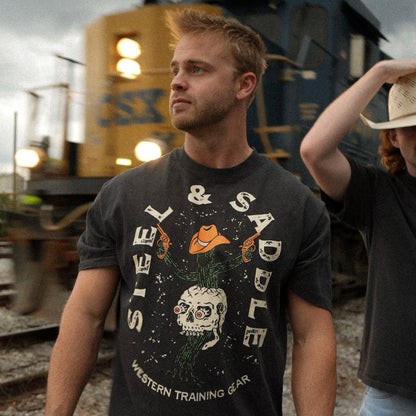 Steel & Saddle Cactus Pistol western tee in alternate view