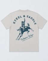 Steel & Saddle Bucking Tee western graphic shirt for rodeo style wear