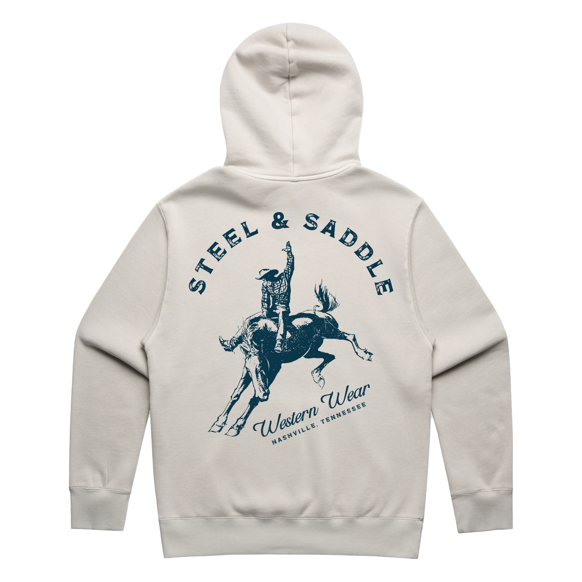 Steel & Saddle Bucking Hoodie in charcoal western wear design