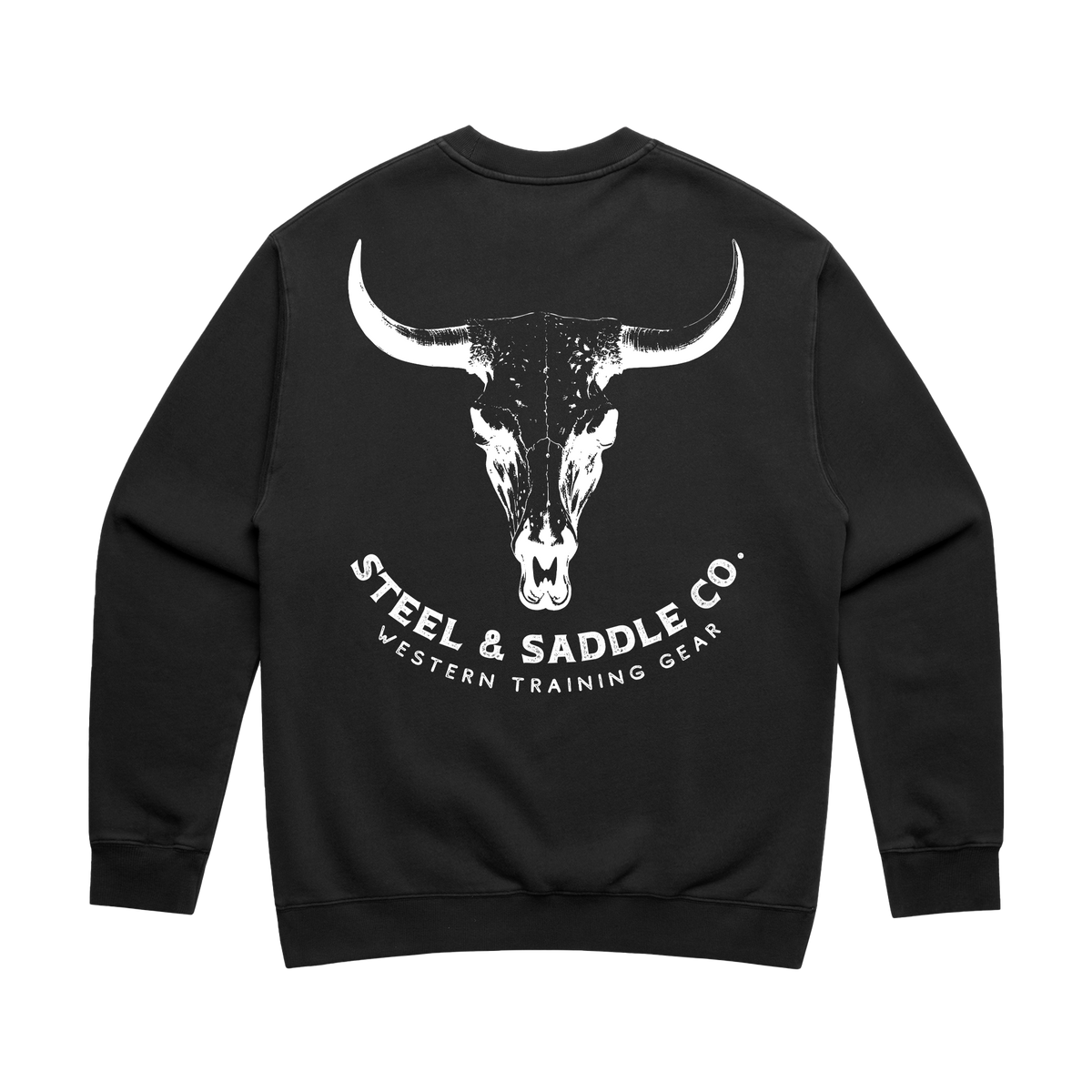 Bull skull crew sweatshirt in western wear style by Steel & Saddle