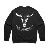 Bull skull crew sweatshirt in western wear style by Steel & Saddle