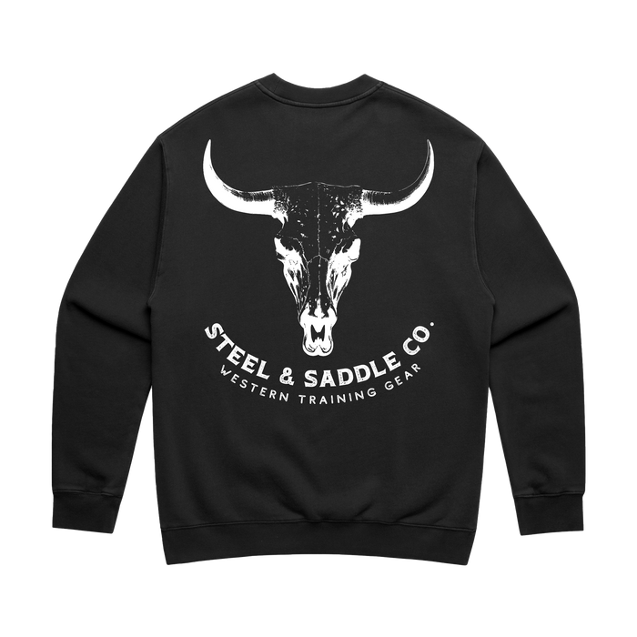 Bull skull crew sweatshirt in western wear style by Steel & Saddle