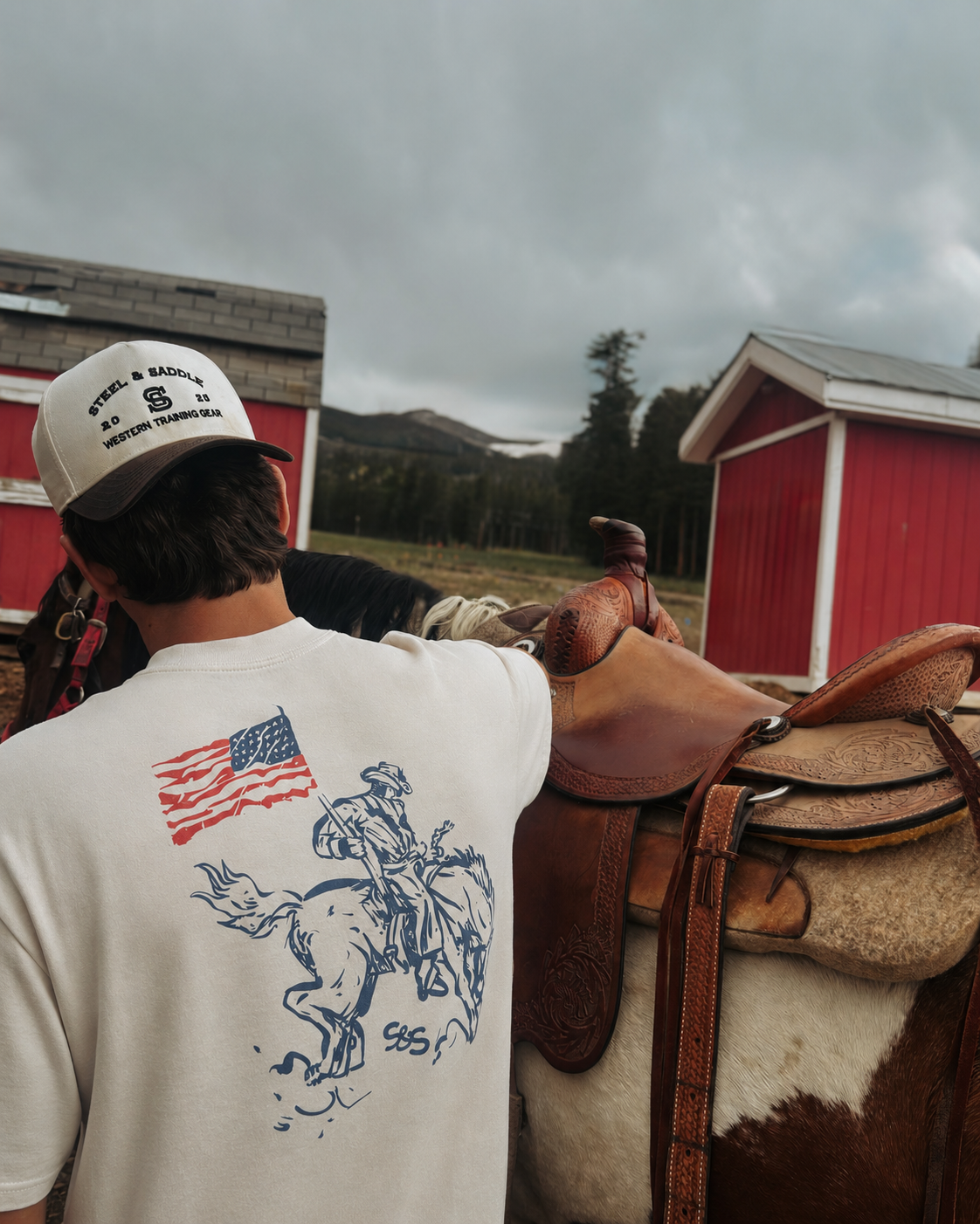 Steel & Saddle American Cowboy Tee in classic western graphic design