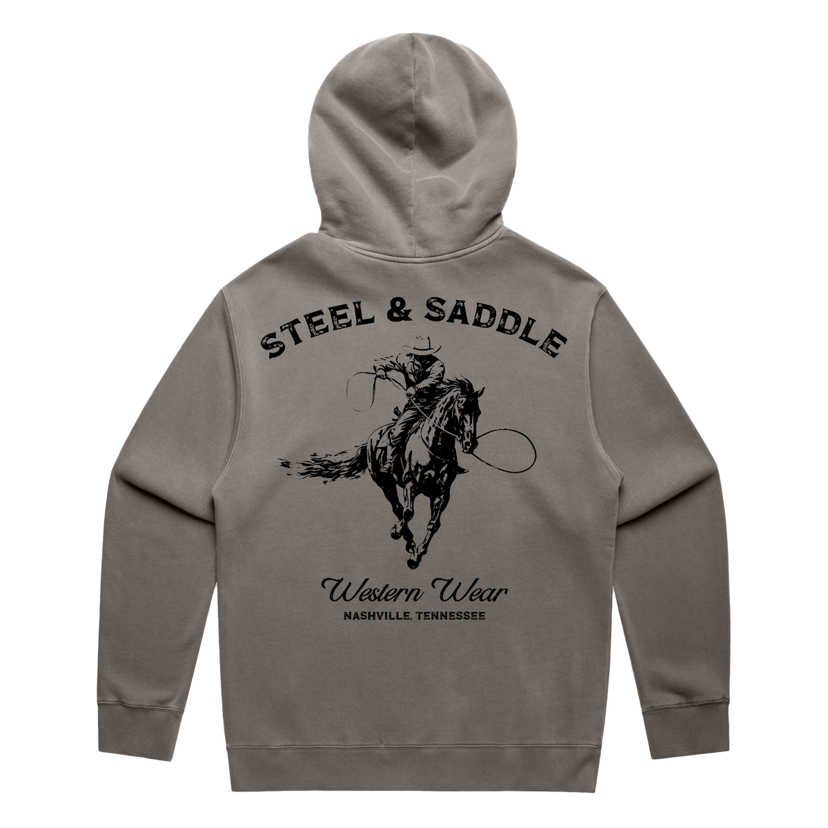 Steel & Saddle cowboy hoodie in charcoal western wear