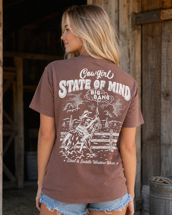 Cowgirl State of Mind western graphic tee in white by Steel & Saddle