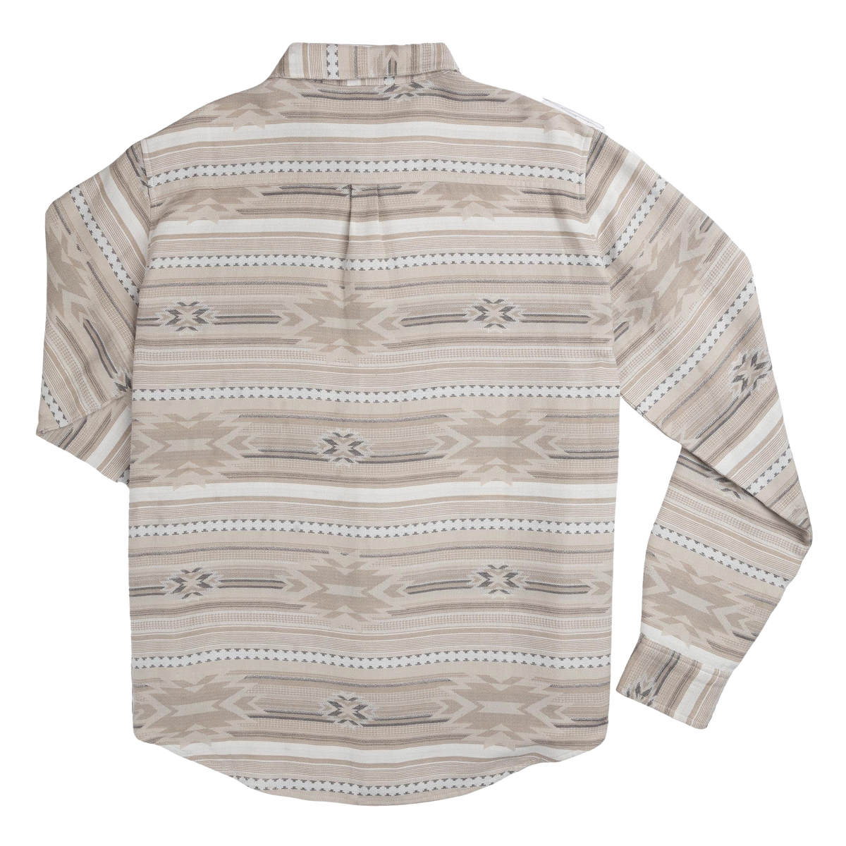 Sendero Boquillas long sleeve shirt in Mesilla Chevron Limestone, back flat