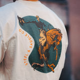 Vintage bucking western tee with distressed graphic design, alternate view