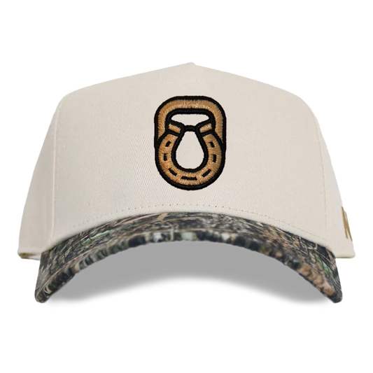 Camo western hat with Steel & Saddle branding for ranch wear