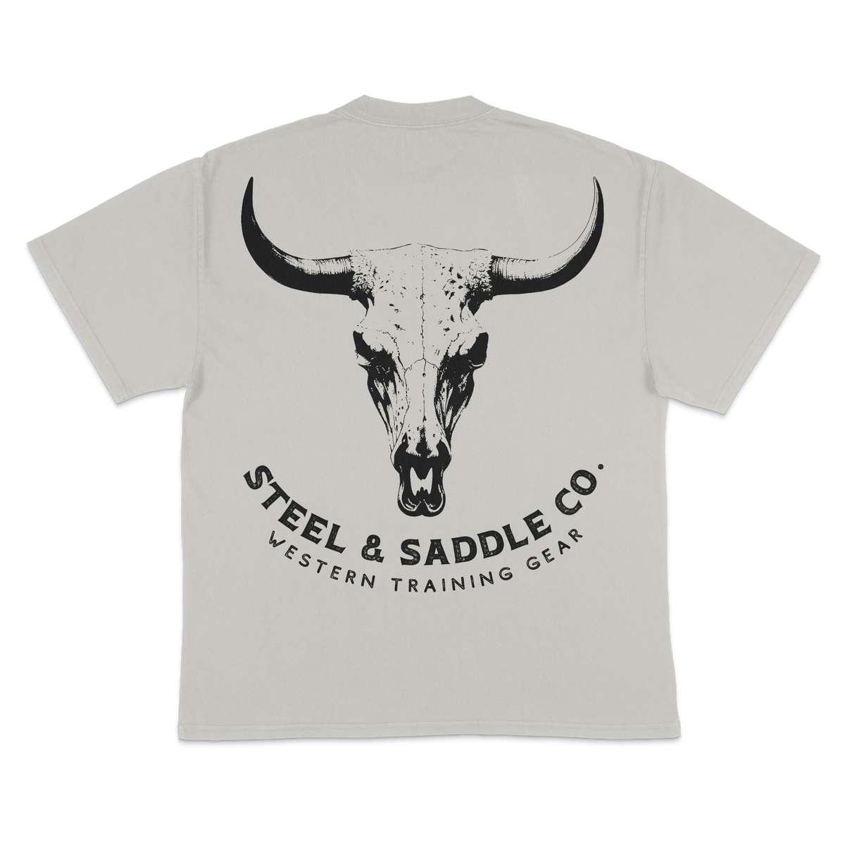 Western graphic tee with bull skull design in alternate view