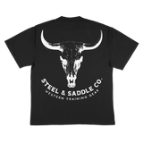 Bull skull graphic tee in western wear style by Steel & Saddle