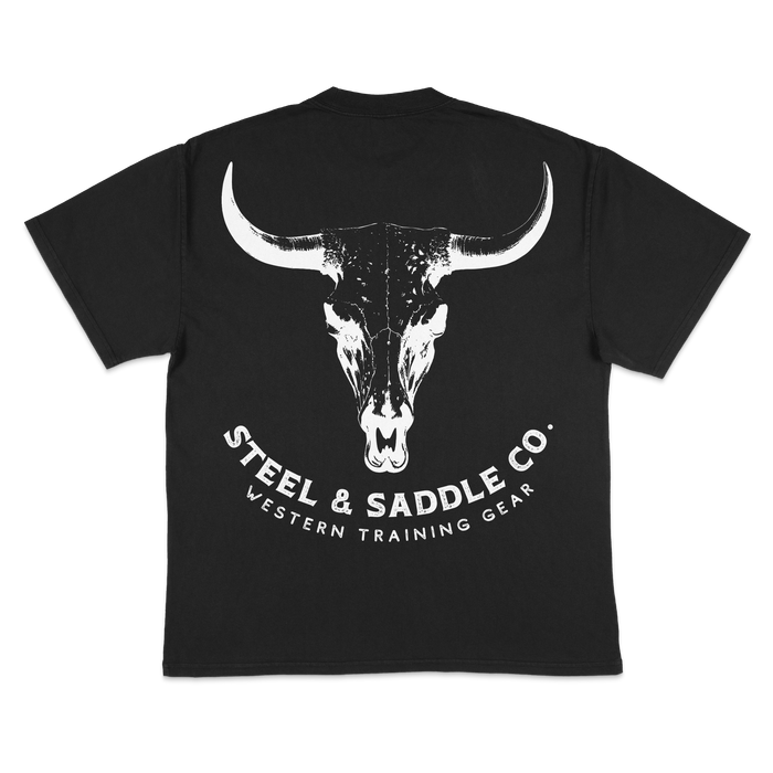 Bull skull graphic tee in western wear style by Steel & Saddle