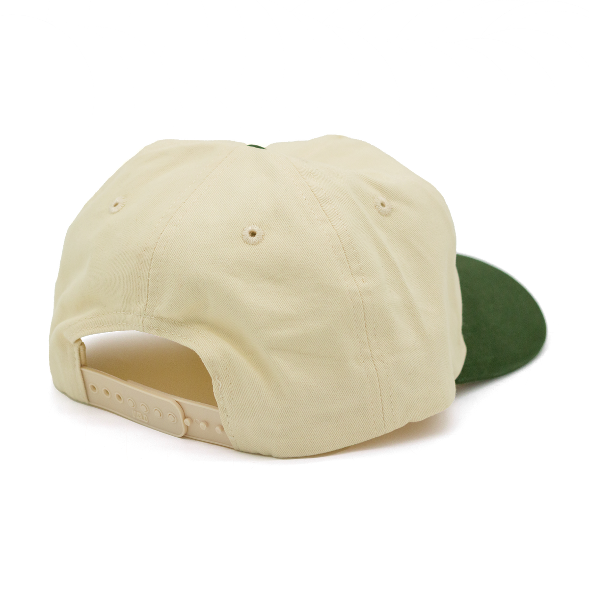 Nashville Sessions Hat back view, plain cream crown with an adjustable strap