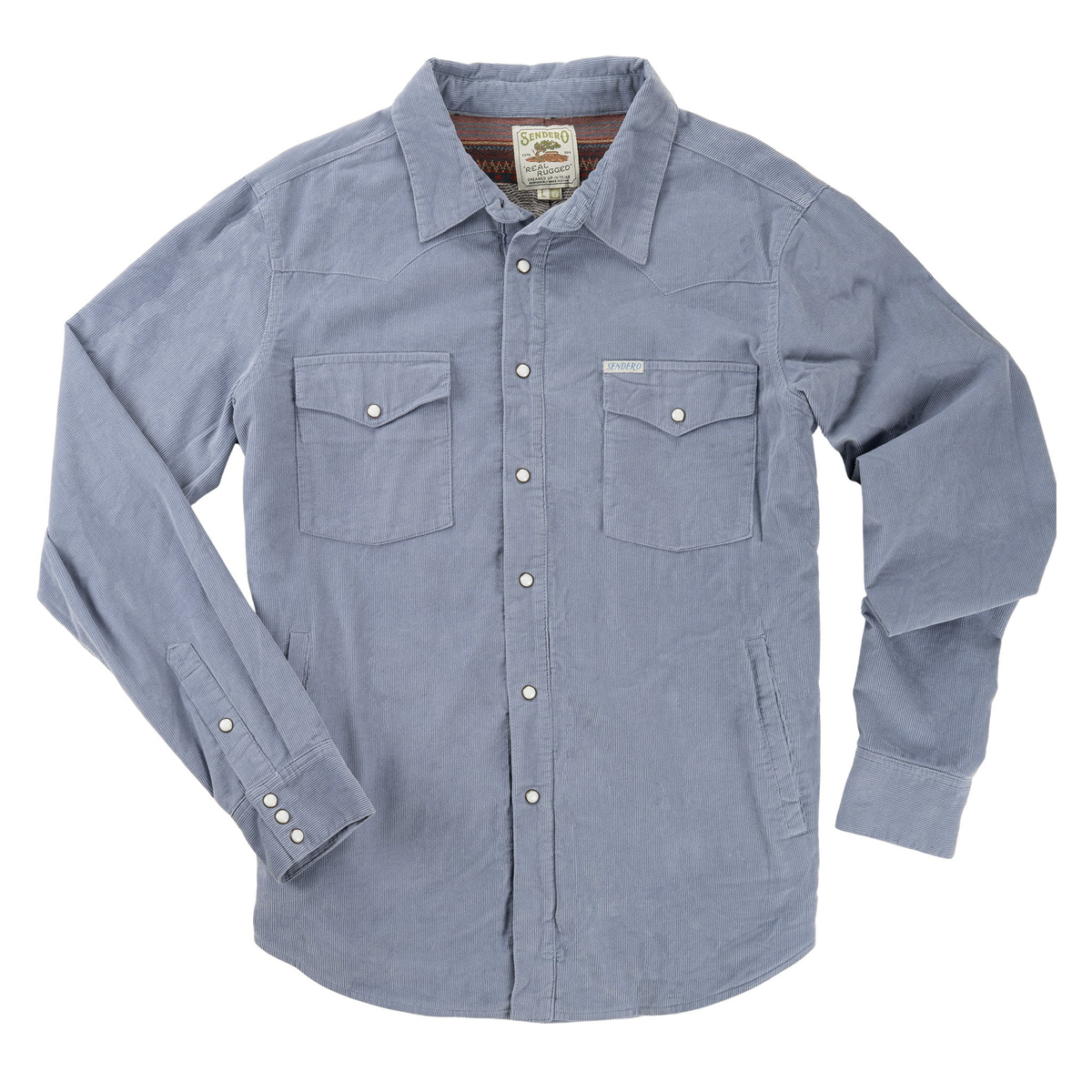 Sendero Desperado Shacket in powder blue, front flat