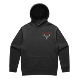 Steel & Saddle steer skull hoodie in charcoal, alternate view