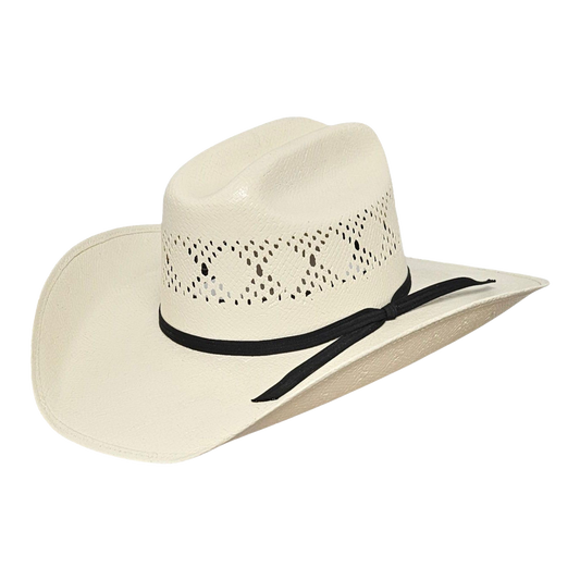 Ivory Shantung straw cowboy hat with classic western style