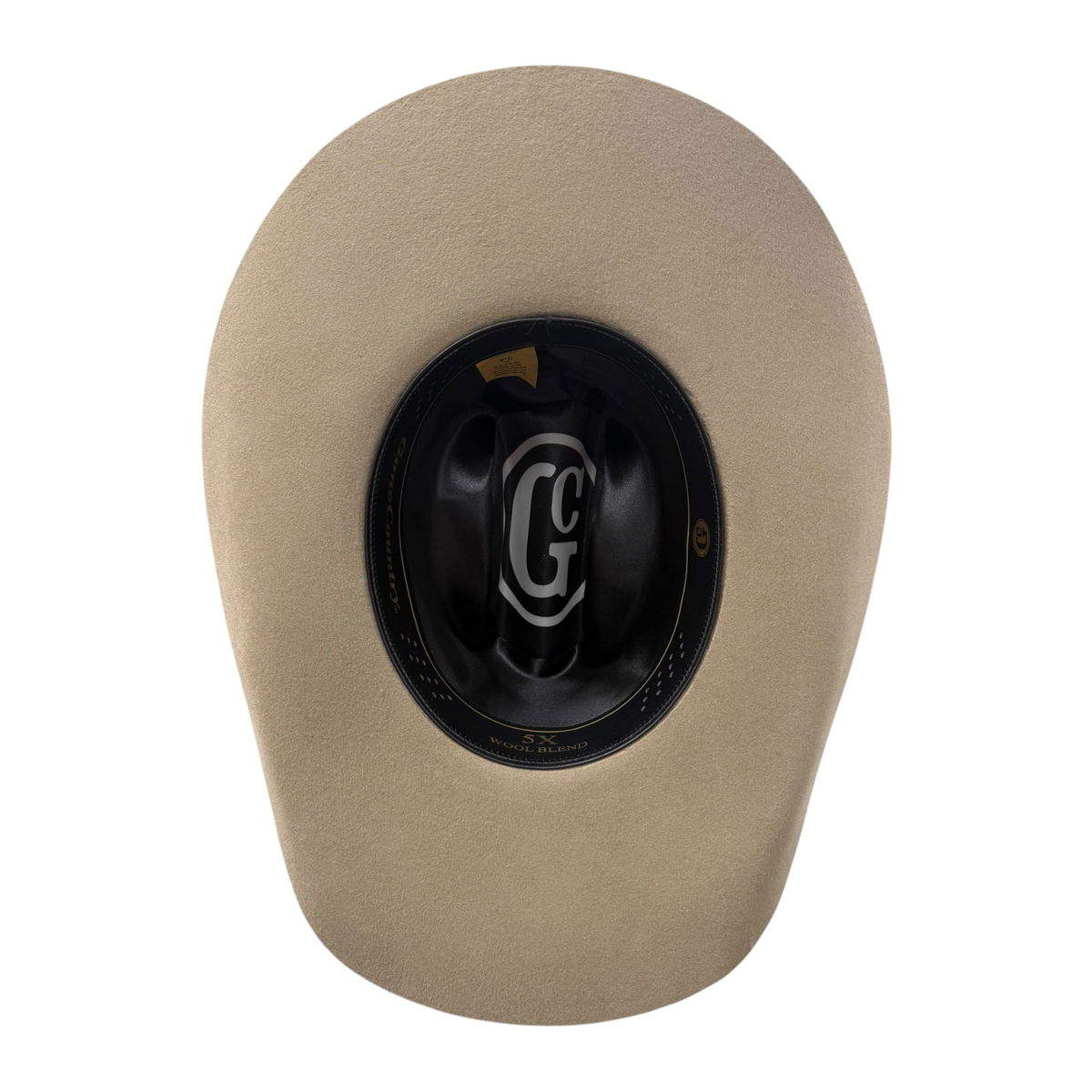 Gone Country Yellowstone buckskin wool felt cowboy hat, underside showing the sweatband