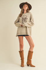 CSW17547 - WESTERN COWBOY BOOT AND HAT SWEATER