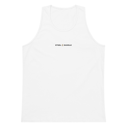 Western graphic tank top with bold Steel & Saddle design
