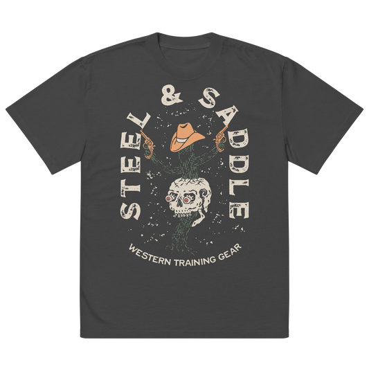 Steel & Saddle western graphic tee with cactus and pistol design