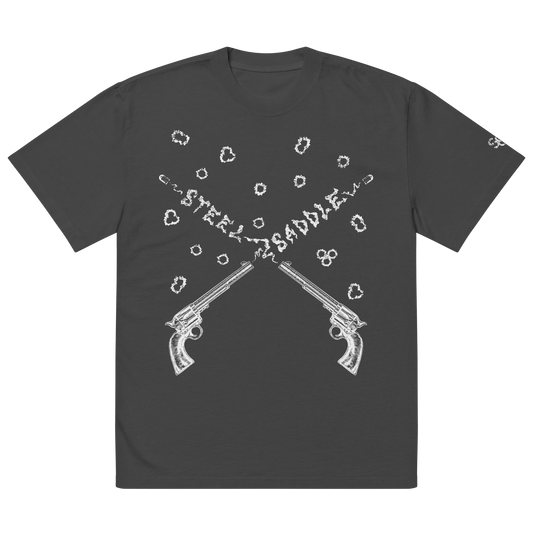 Steel & Saddle cross pistol graphic western tee in black