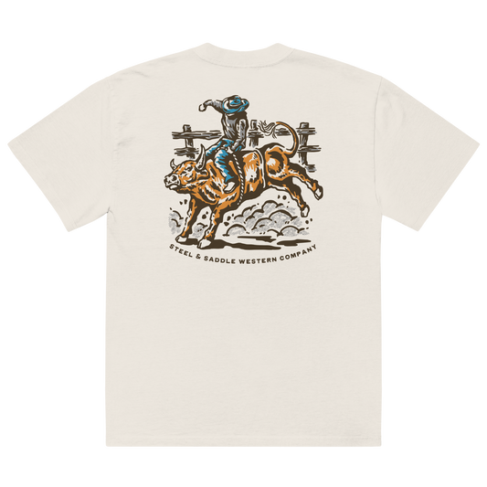 Steel & Saddle rodeo tee in cream with western graphic print