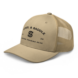 Steel & Saddle Founders Trucker Hat in tan with mesh back detail, alternate view