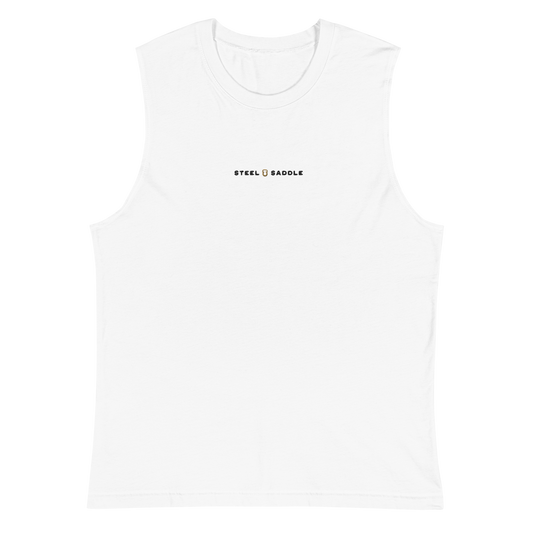 Steel & Saddle muscle tank in black with western graphic design